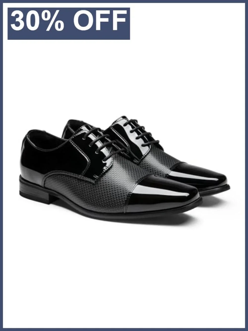 Men's Patent Vegan Leather Tuxedo Formal Oxfords, Wedding Party Dress Shoes,